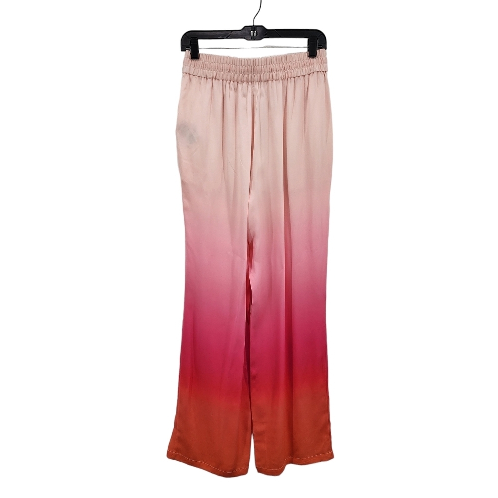 Badgley Mischka Women's 100% Mulberry Silk Ombre Wide Leg Lounge Pajama Pants